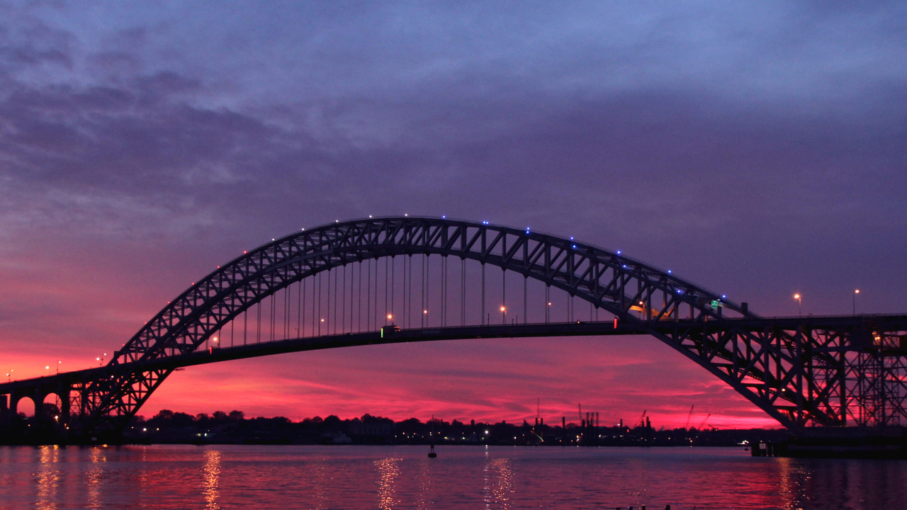  -, river, twilight, new jersey, sunset, bayonne bridge, , Usa