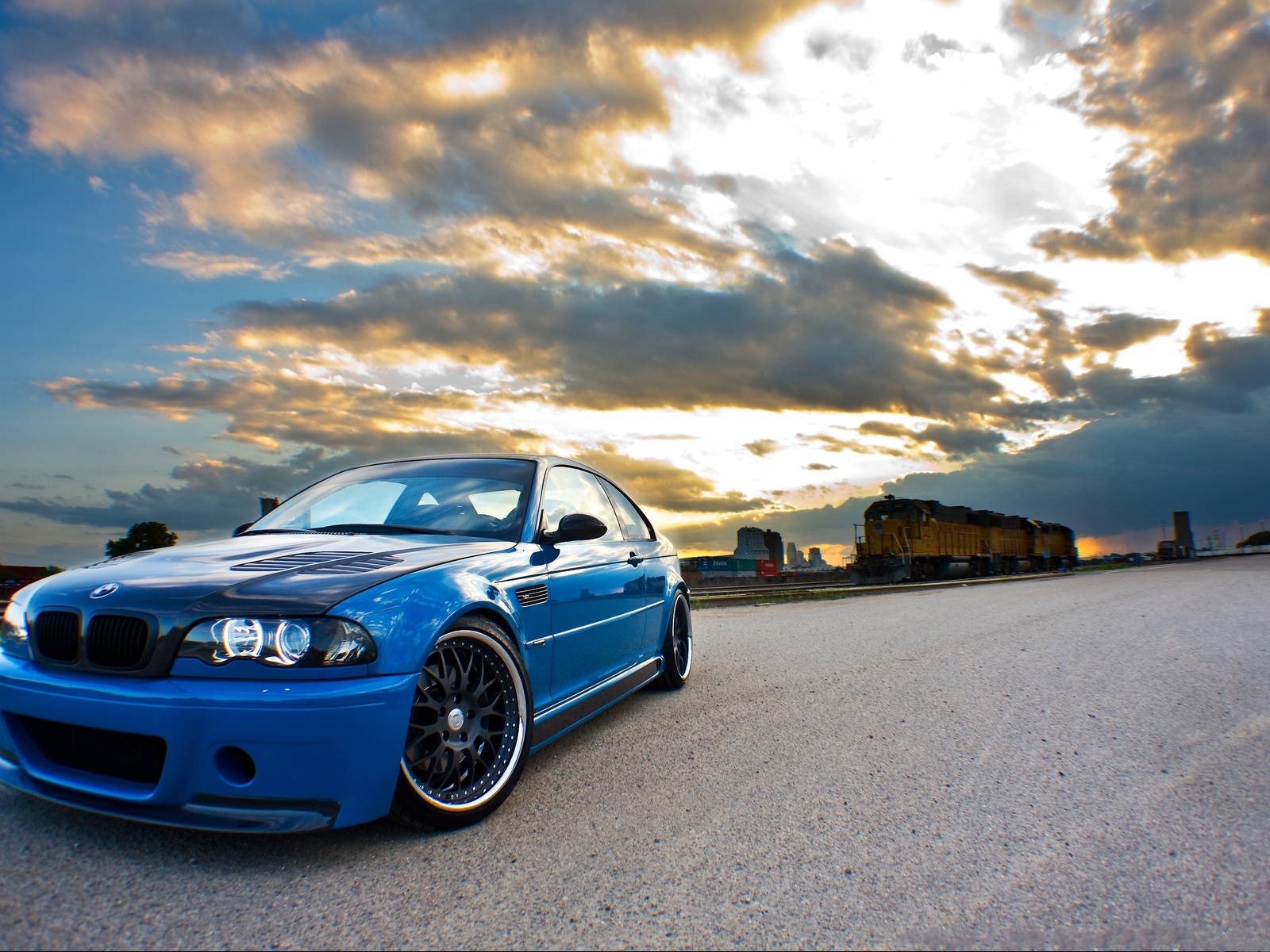 , e46, train, , blue, m3,  , clouds, Bmw, sky, 