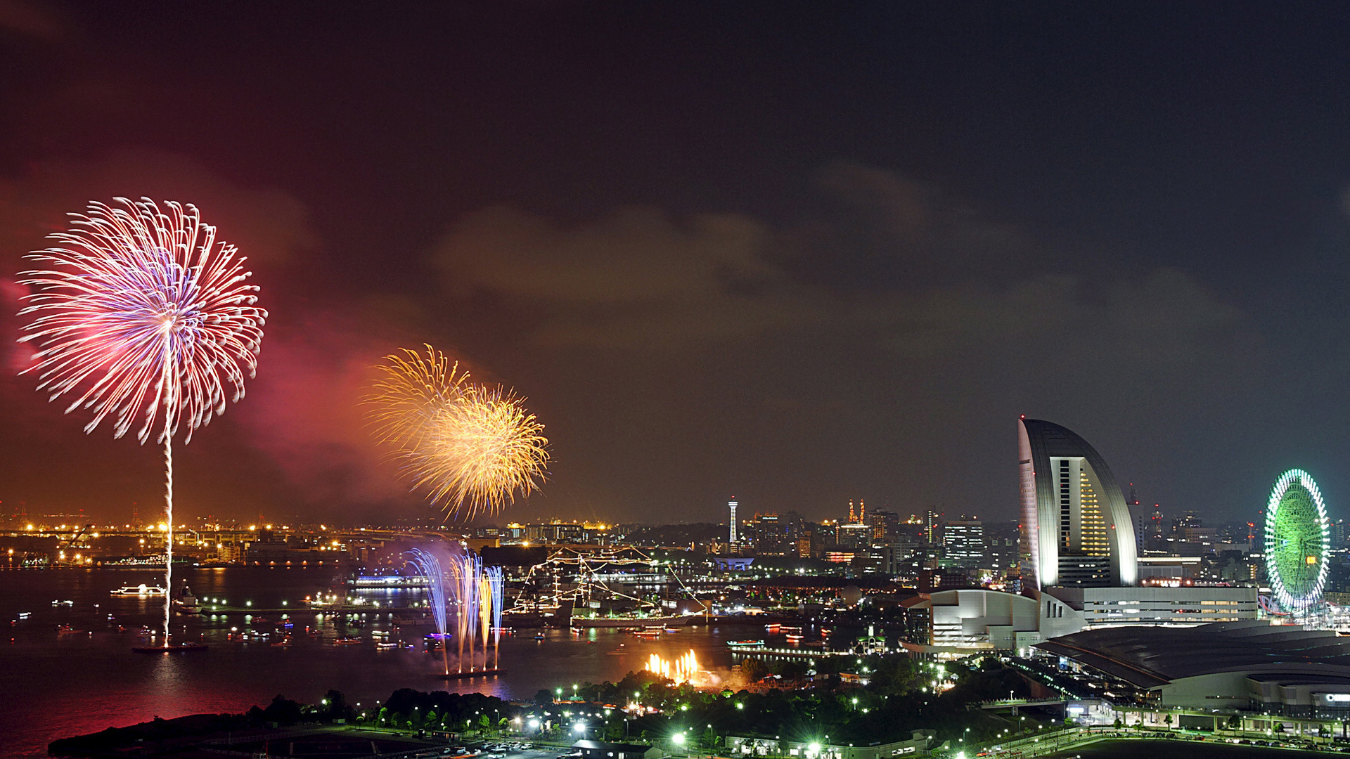 fireworks. yokohama, , , japan, kanagawa