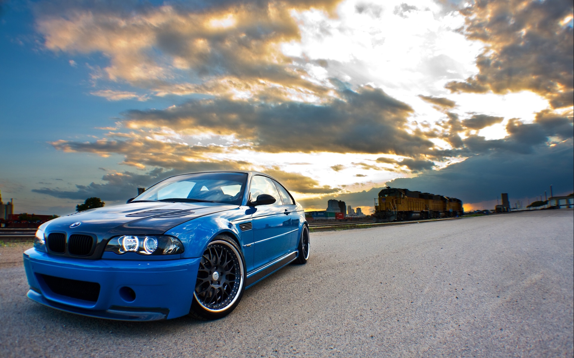 , e46, train, , blue, m3,  , clouds, Bmw, sky, 