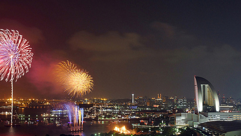 fireworks. yokohama, , , japan, kanagawa