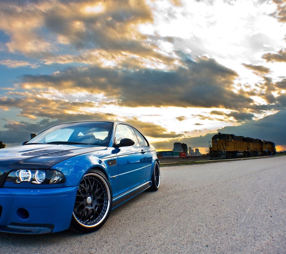 , e46, train, , blue, m3,  , clouds, Bmw, sky, 