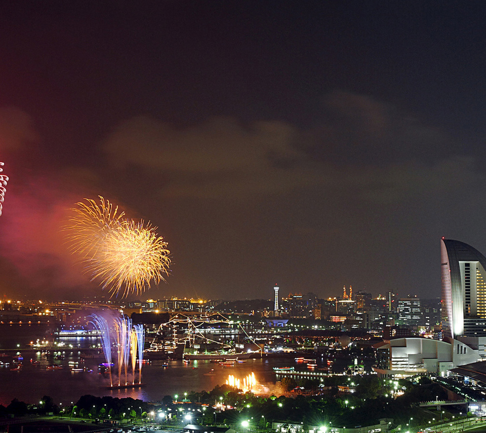 fireworks. yokohama, , , japan, kanagawa