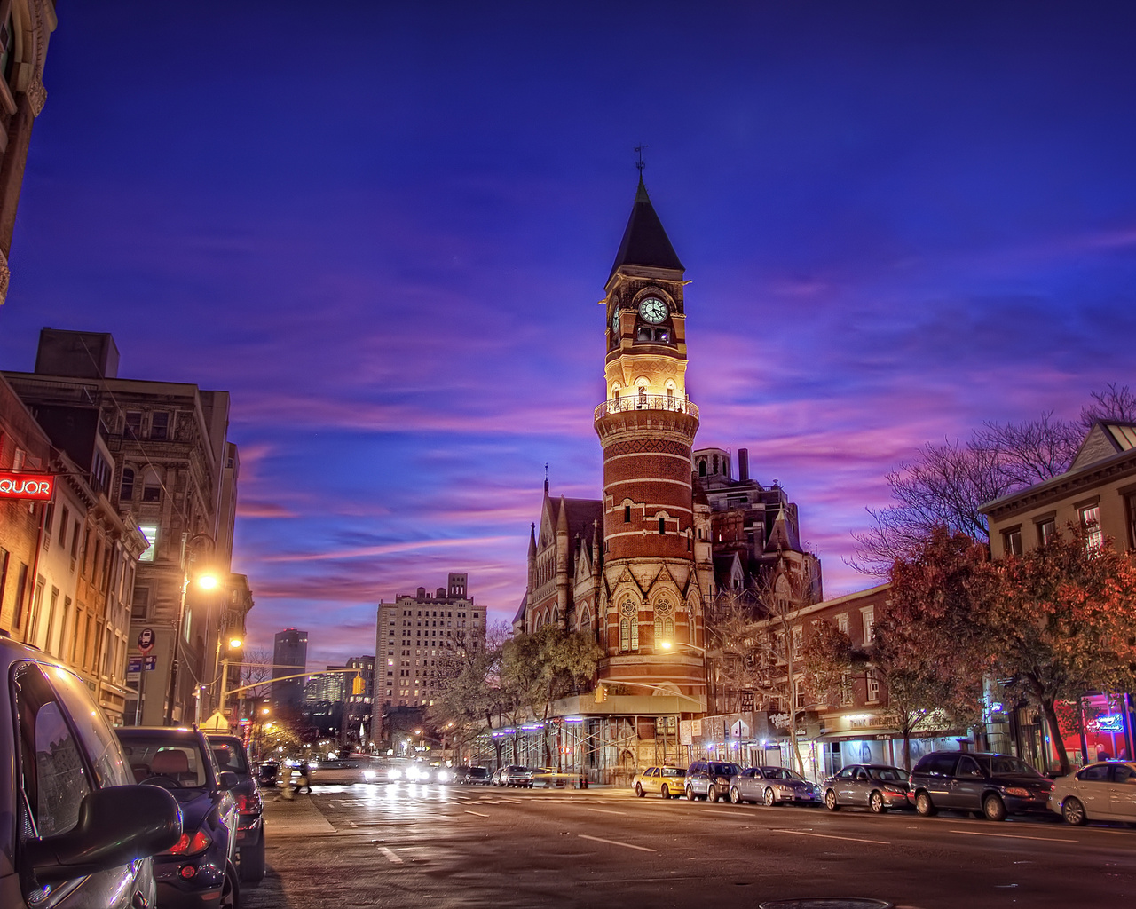 new york, village, , usa, 6th ave and 9th st., -, nyc, night, jefferson market