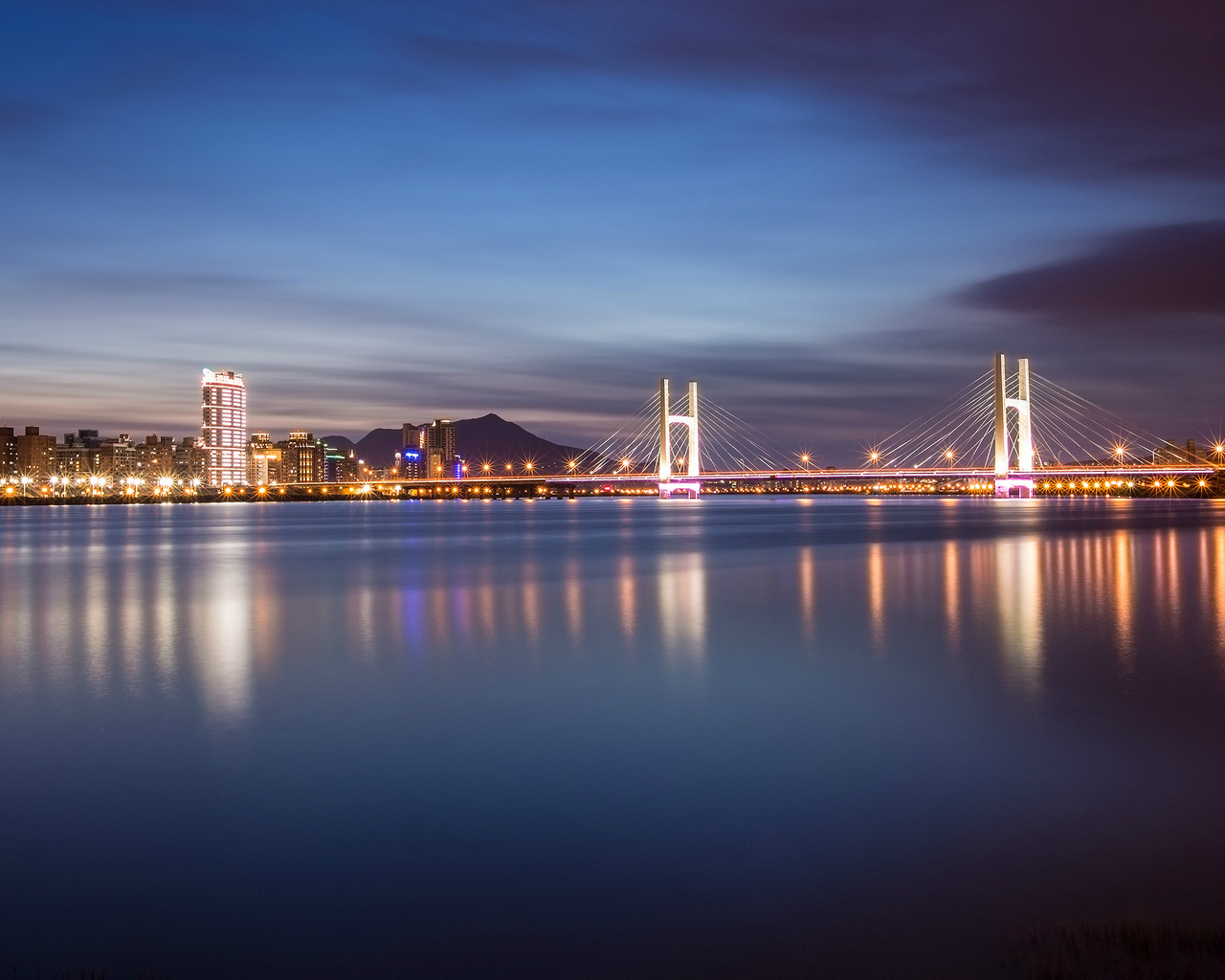 taipei, bridge, China, , , river, lights, night, taiwan, reflection, city