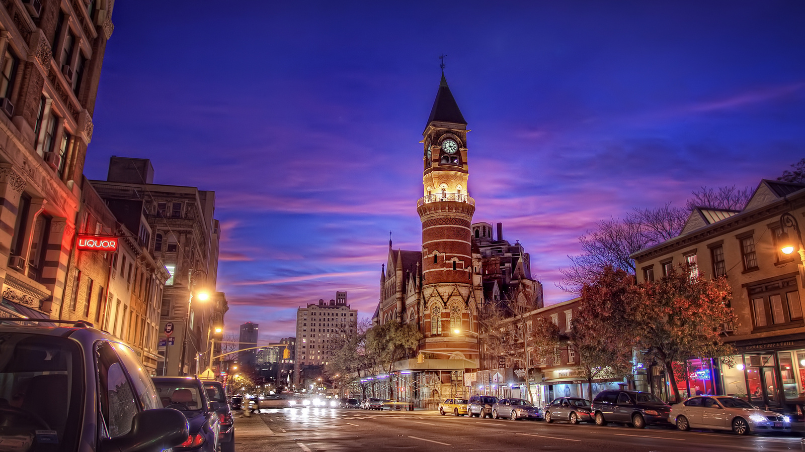 new york, village, , usa, 6th ave and 9th st., -, nyc, night, jefferson market