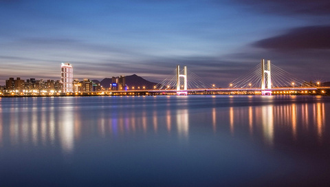 taipei, bridge, China, , , river, lights, night, taiwan, reflection, city