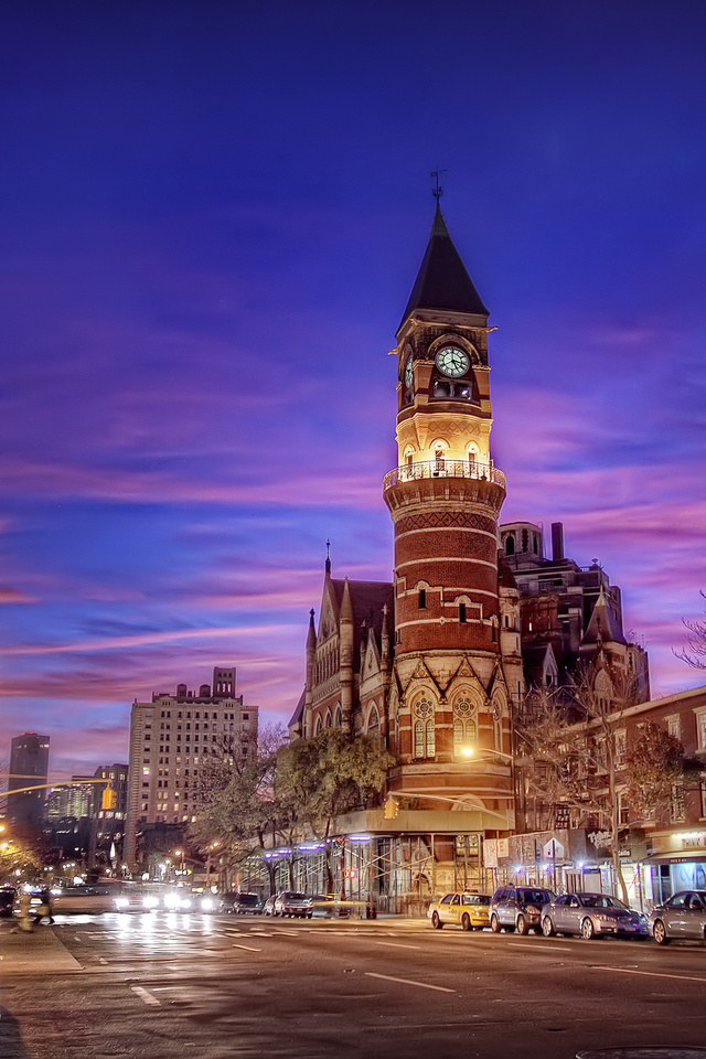 new york, village, , usa, 6th ave and 9th st., -, nyc, night, jefferson market