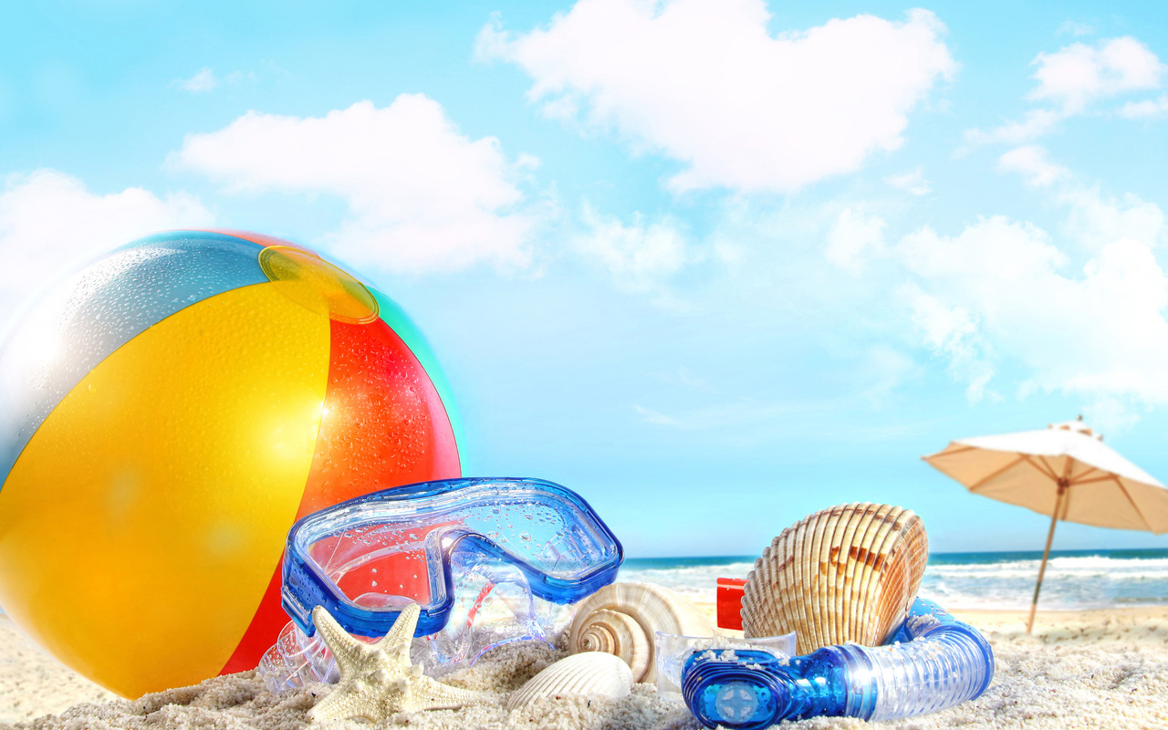 , , Shells, ball, , clouds, beach, sky, nature, , sea, sand