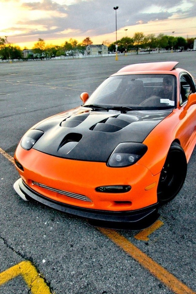 style, japan, Car, wallpapers, mazda, shift, rx7, tuning, jdm, orange, , drift