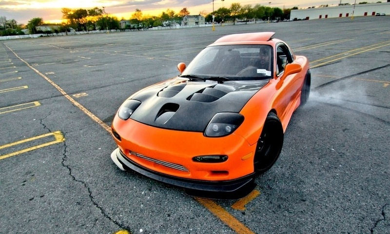 style, japan, Car, wallpapers, mazda, shift, rx7, tuning, jdm, orange, , drift