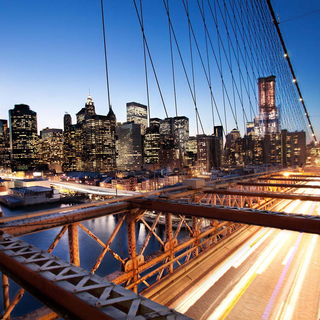 nyc, -, brooklyn bridge, usa, New york, sunset, financial district, 