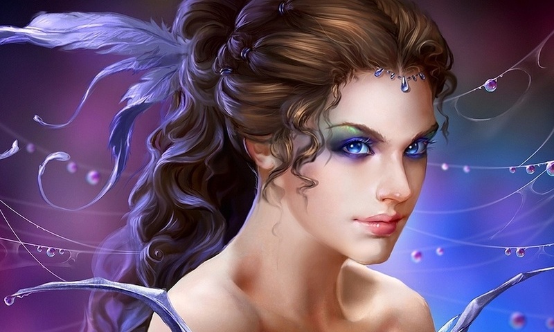 uildrim, girl, art, wild dreamer, The deepest blue, magic, fantasy, , 