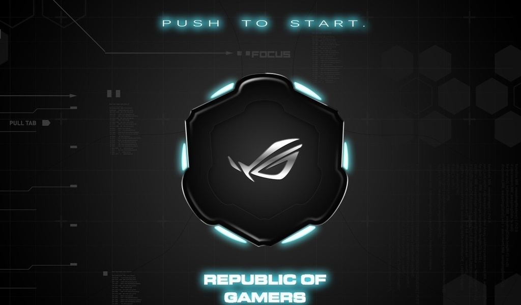 brand, Asus, background, republic of gamers, rog, push to start