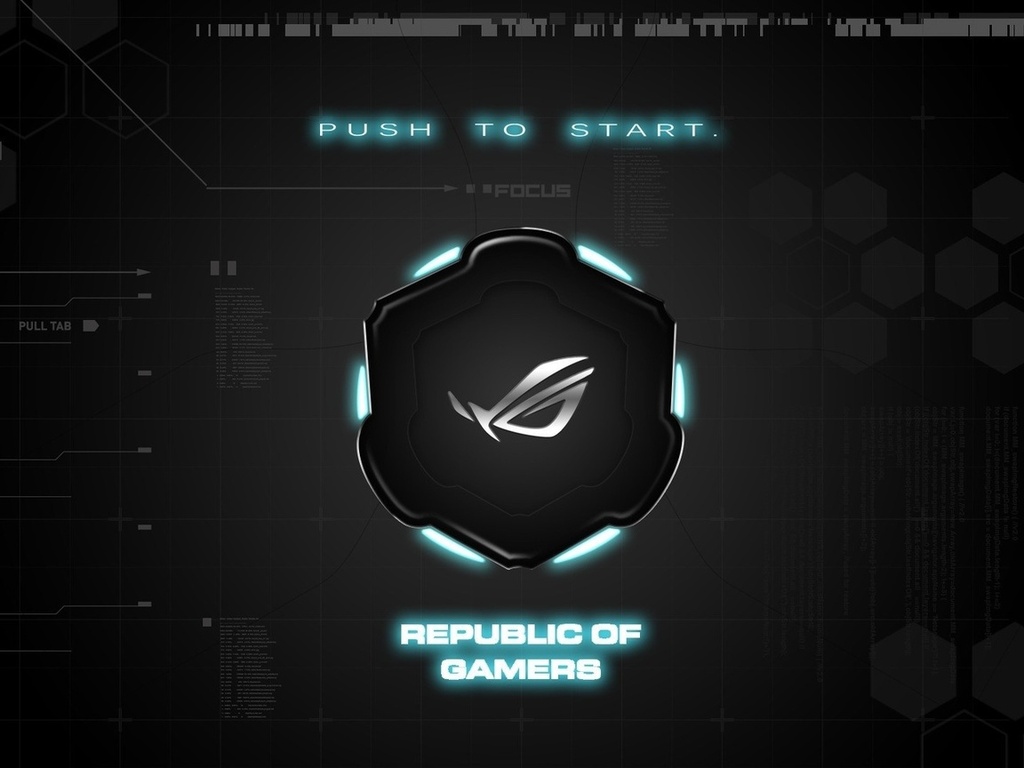 brand, Asus, background, republic of gamers, rog, push to start