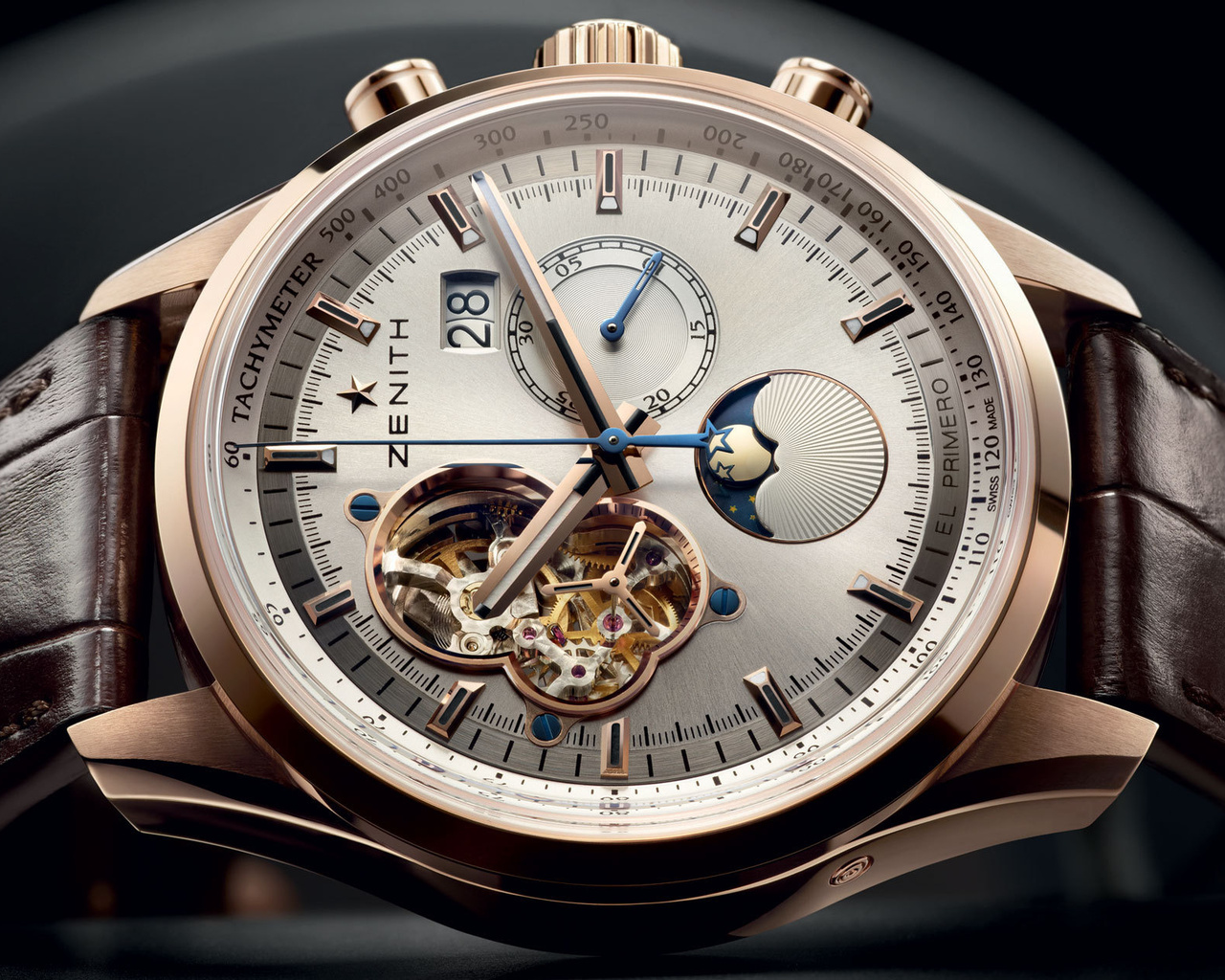 rose, chronomaster, el - primero, , gold, moon, date, zenith, grande, sunpahse, open