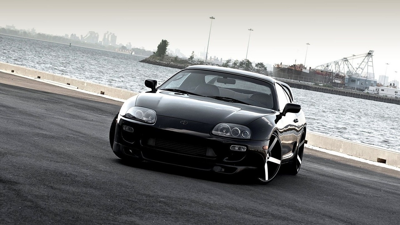 desktop, Car, automobile, wallpapers, beautiful, vossen, toyota supra, black, tuning