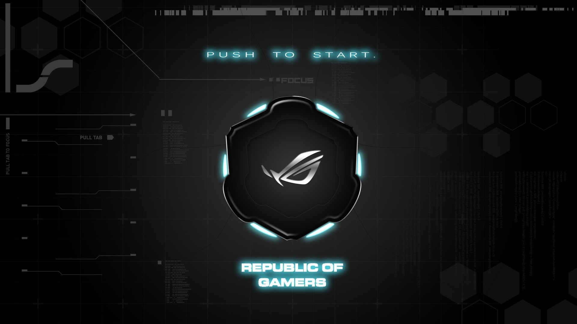 brand, Asus, background, republic of gamers, rog, push to start