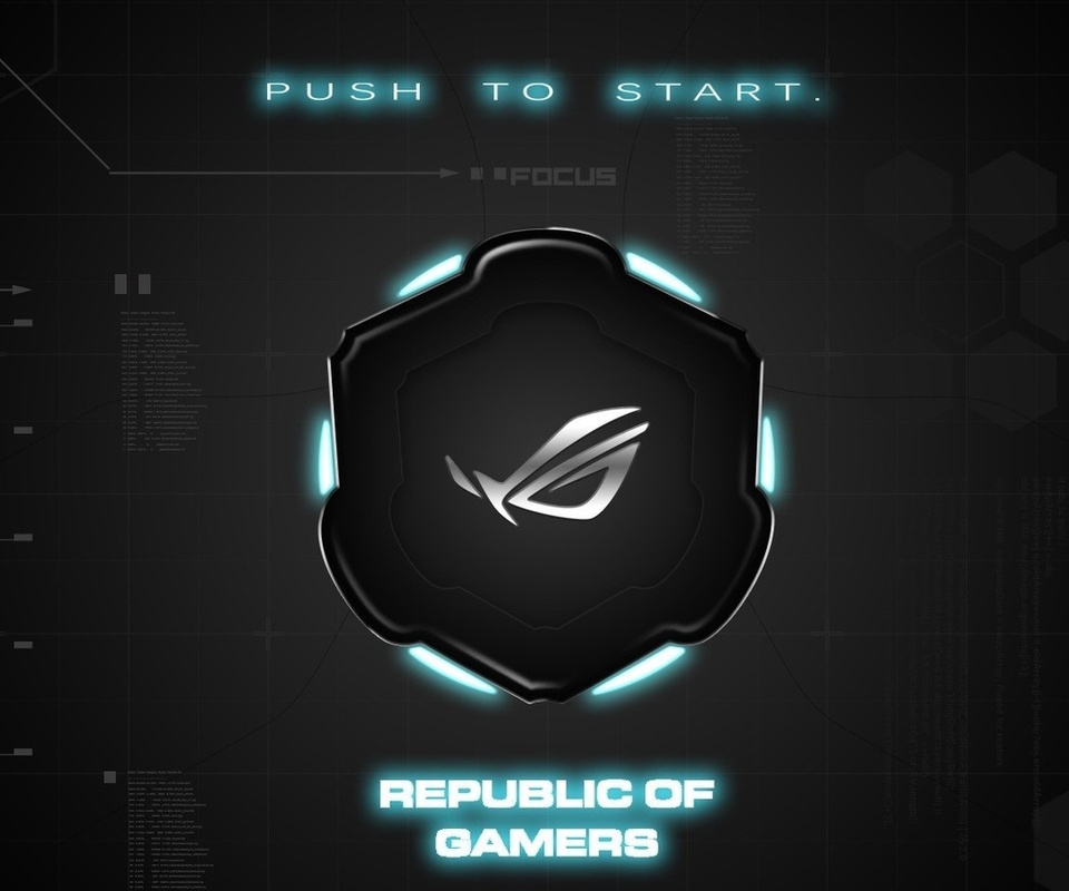 brand, Asus, background, republic of gamers, rog, push to start