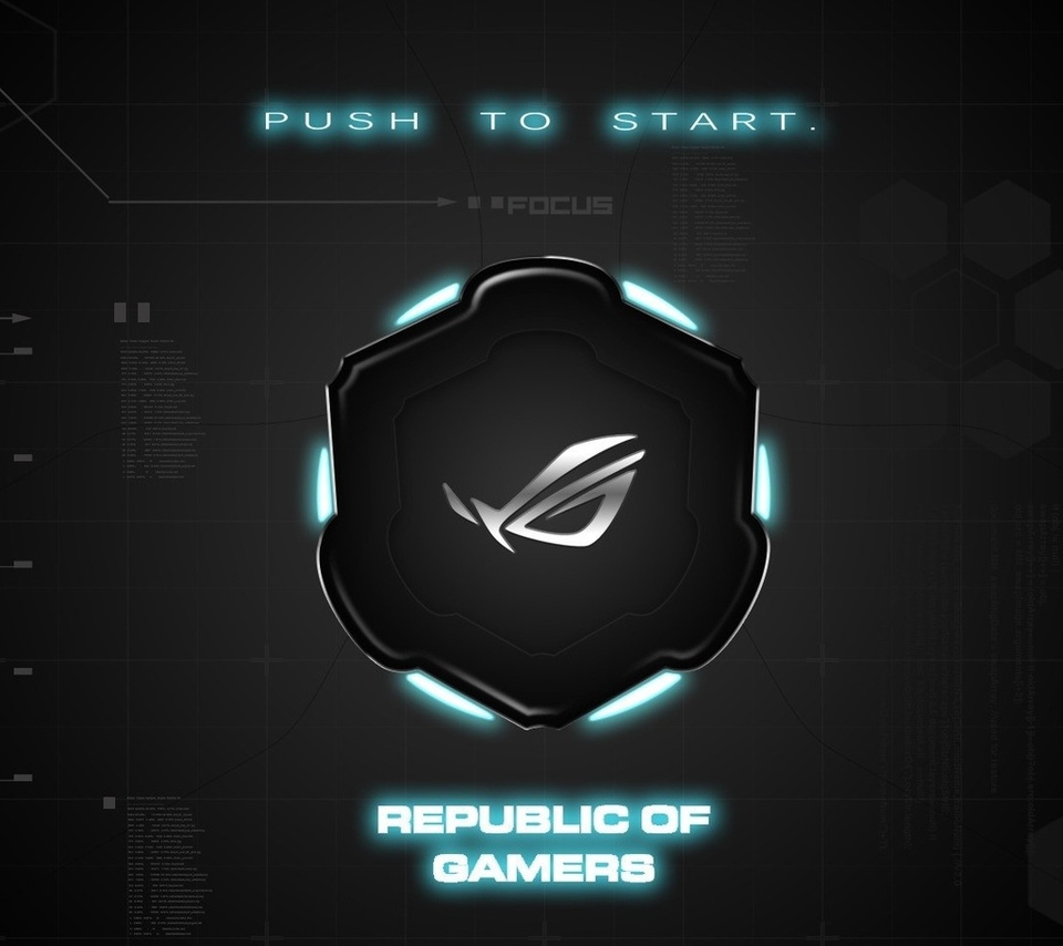 brand, Asus, background, republic of gamers, rog, push to start