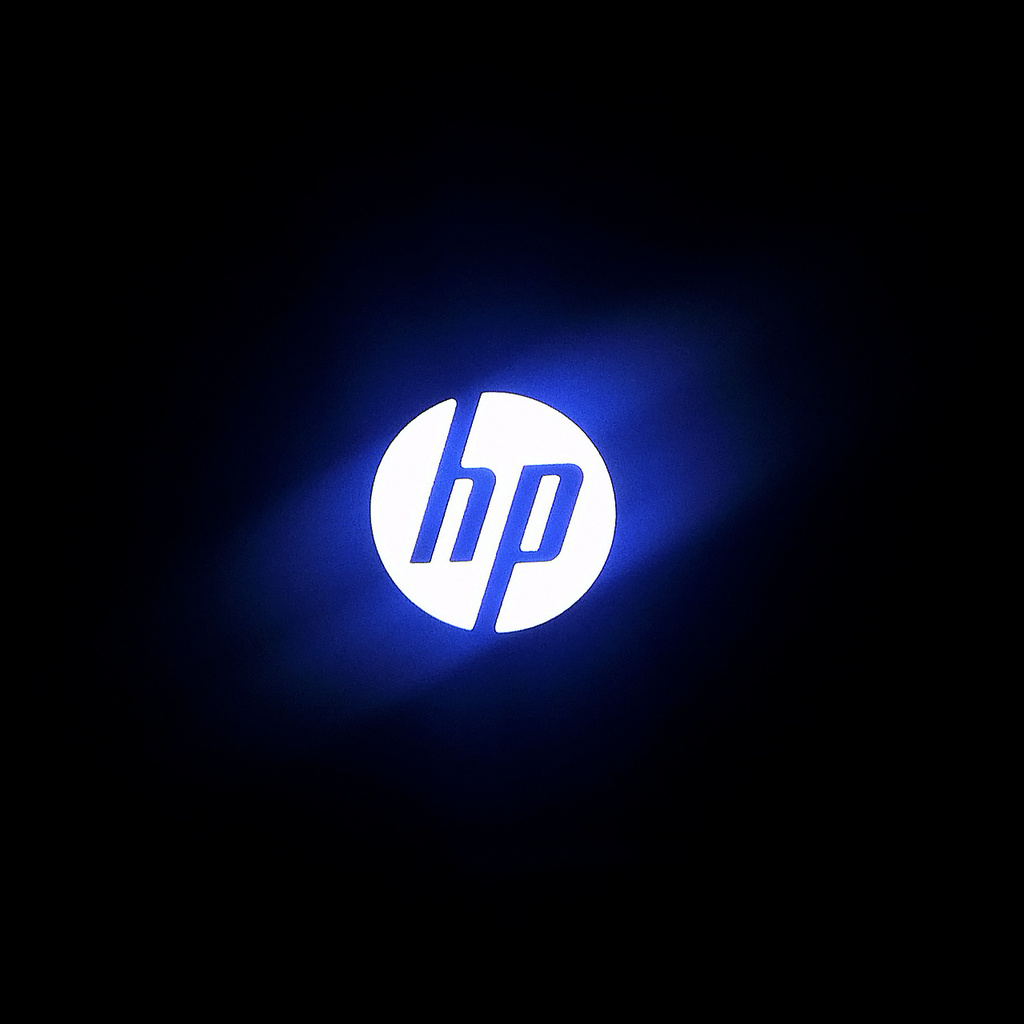 hi-tech, blue light, computer, Hp, photo, logo