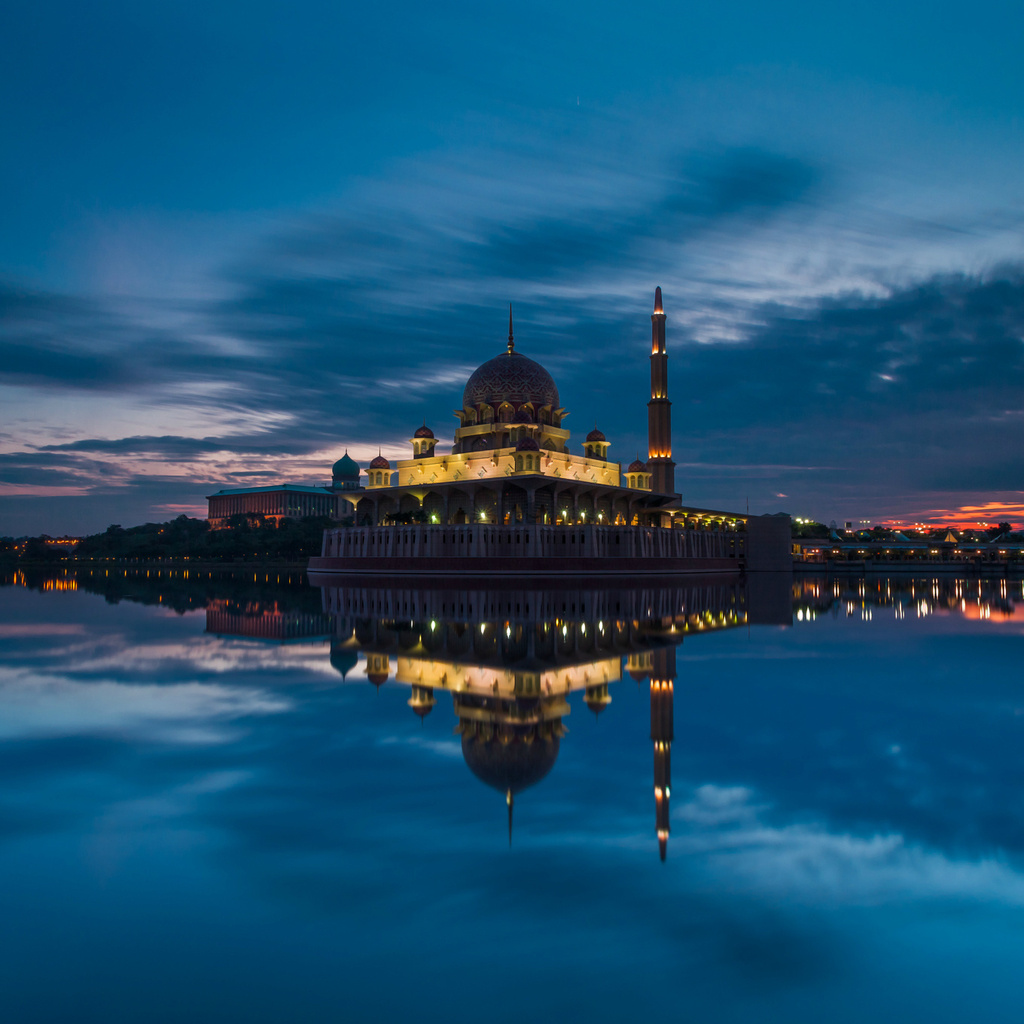 putrajaya, mosque, sunset, Malaysia, , clouds, sky, strait, evening