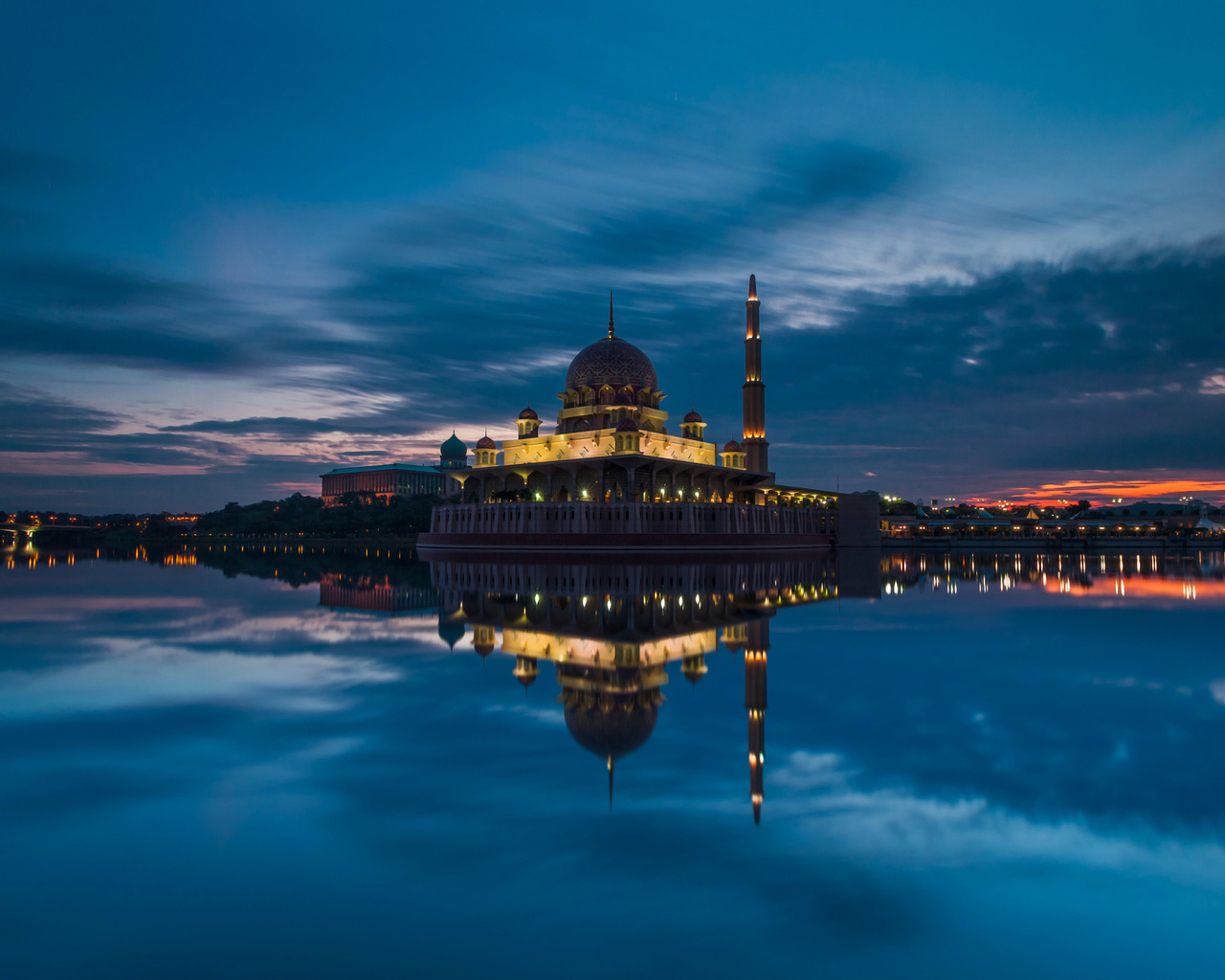 putrajaya, mosque, sunset, Malaysia, , clouds, sky, strait, evening