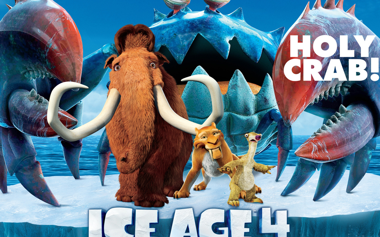 animated film, manny, movie, Ice age 4, sid, diego, crab, iceberg, continental drift, pirates