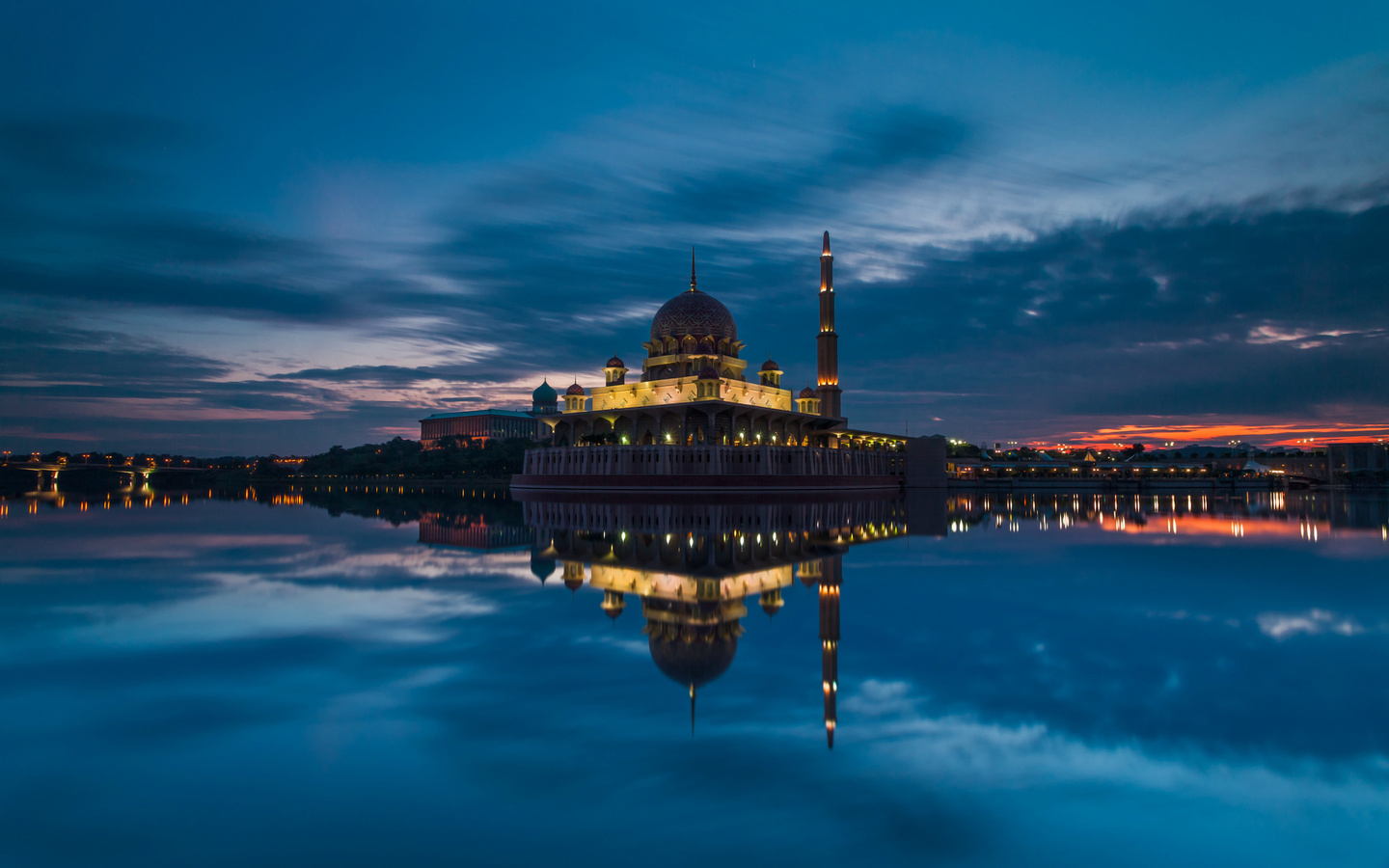 putrajaya, mosque, sunset, Malaysia, , clouds, sky, strait, evening