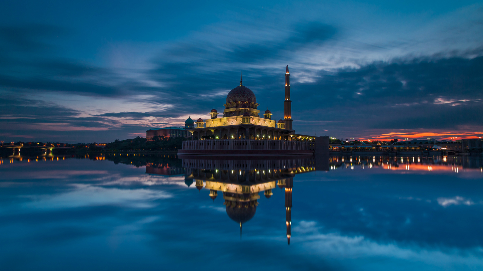 putrajaya, mosque, sunset, Malaysia, , clouds, sky, strait, evening