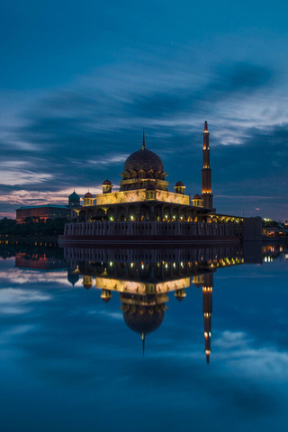 putrajaya, mosque, sunset, Malaysia, , clouds, sky, strait, evening