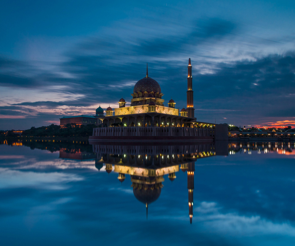 putrajaya, mosque, sunset, Malaysia, , clouds, sky, strait, evening