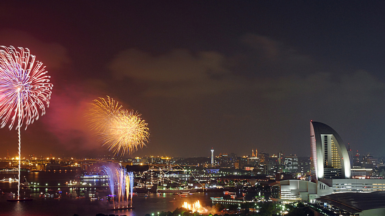 japan, kanagawa, , , Fireworks. yokohama, 