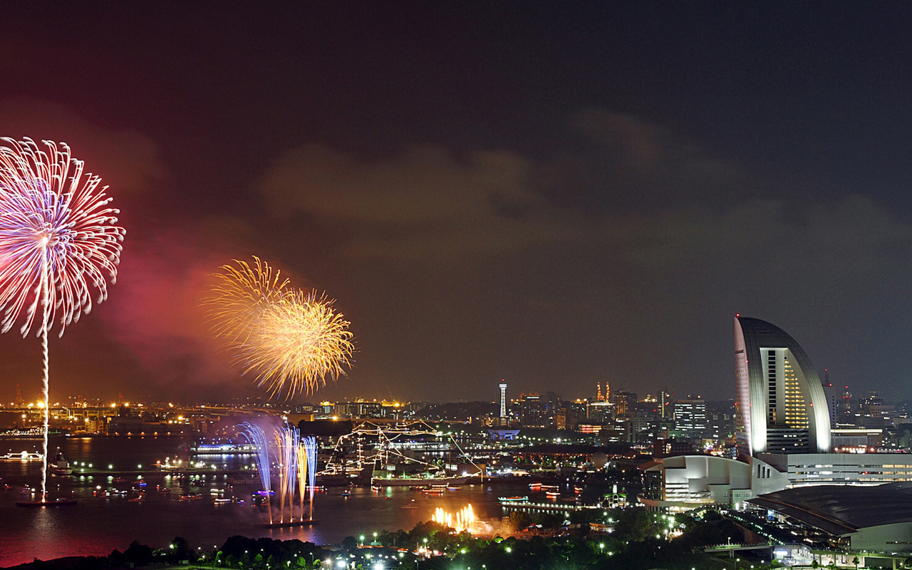 japan, kanagawa, , , Fireworks. yokohama, 
