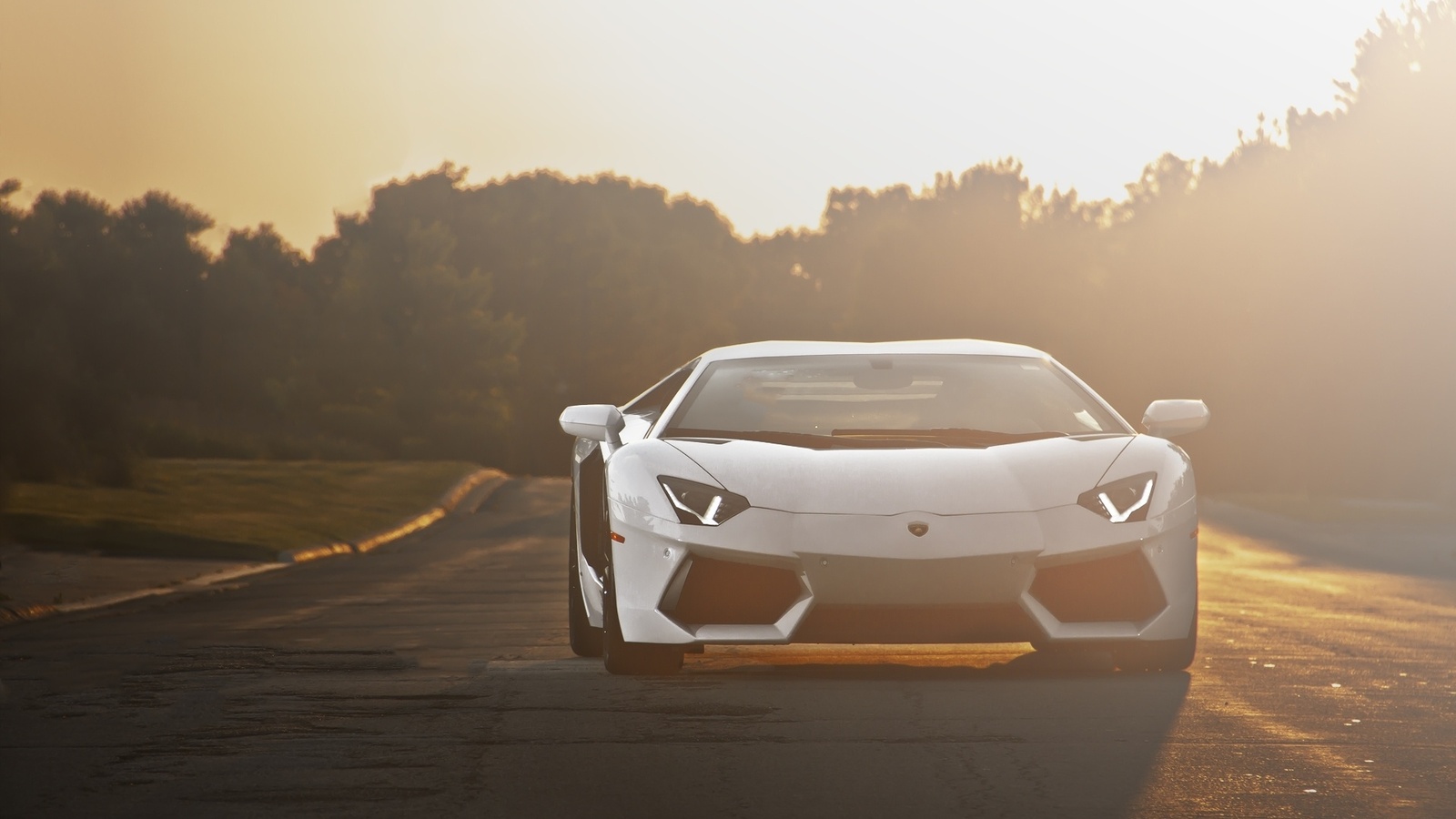 Lamborghini, aventador, road, lp700-4, , sunset, white, 