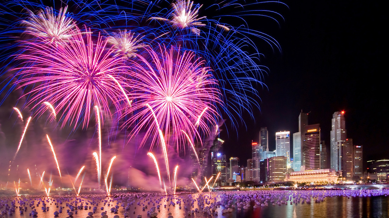 , singapore, Fireworks, , new year, 