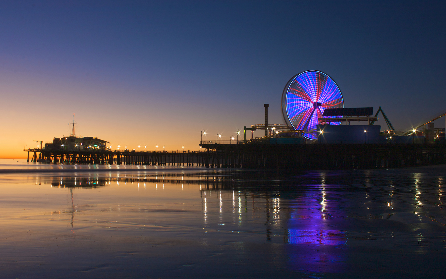 sunset, evening, city, los angeles, Usa, coast, ocean, santa monica, california, 