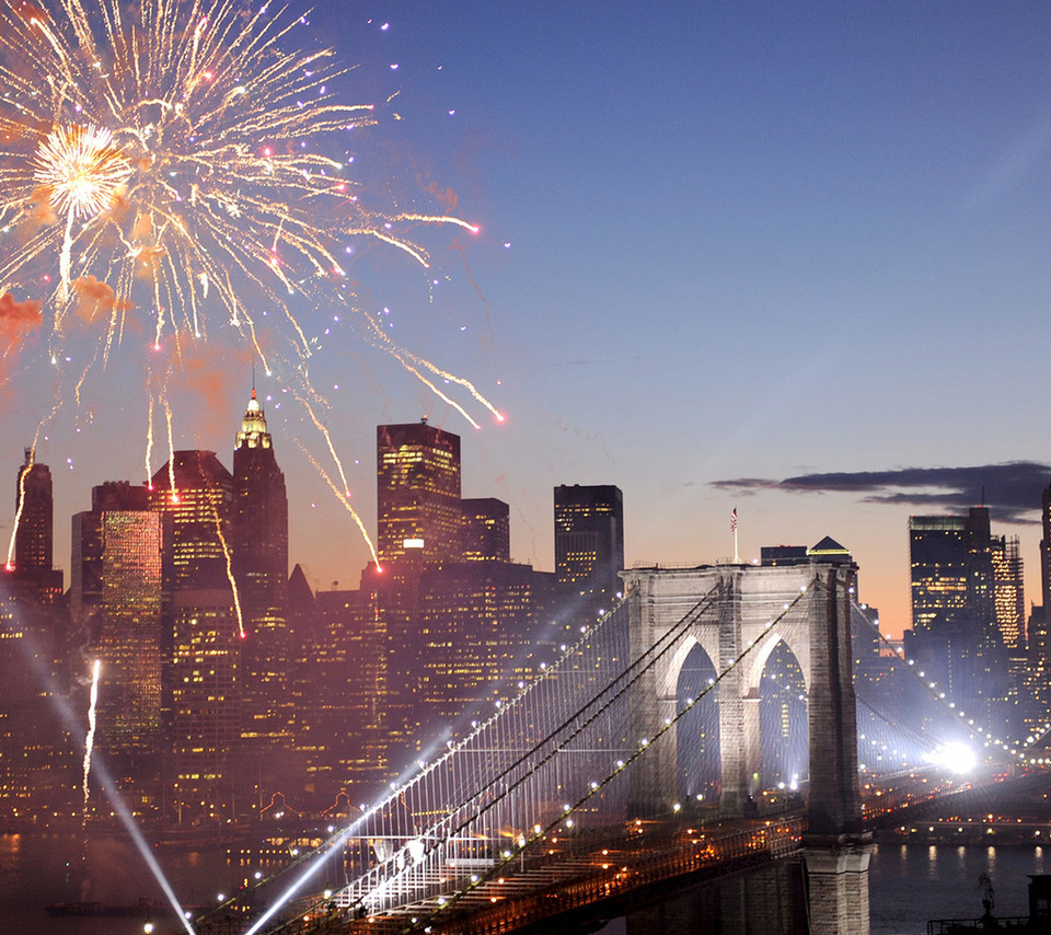 usa, new york, Fireworks, brooklyn bridge, , , 