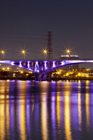 reflection, lights, , river, taipei, city, bridge, China, night, , taiwan