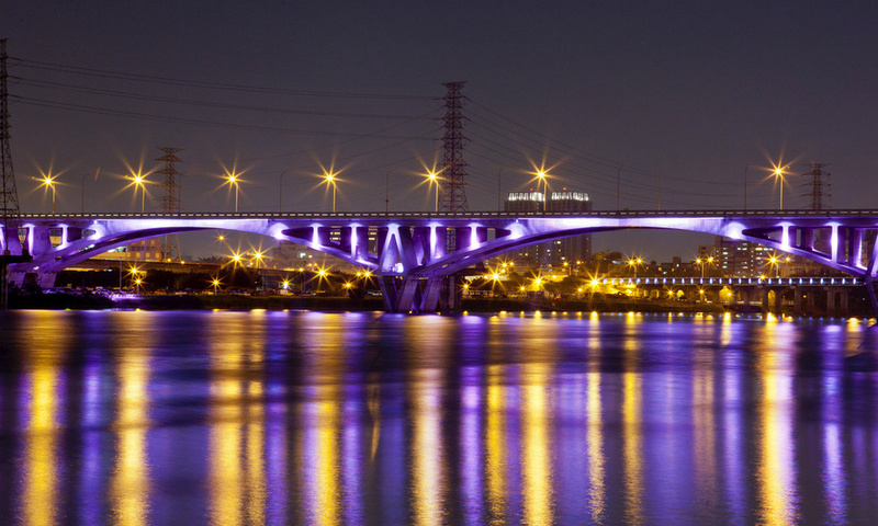 reflection, lights, , river, taipei, city, bridge, China, night, , taiwan