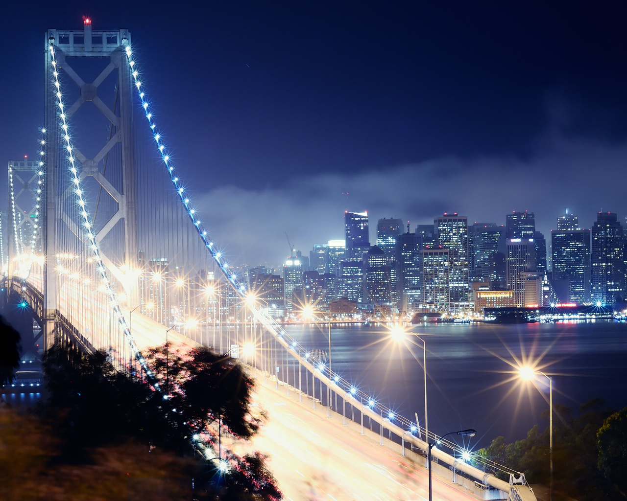 night, , San francisco, california, bay bridge, -