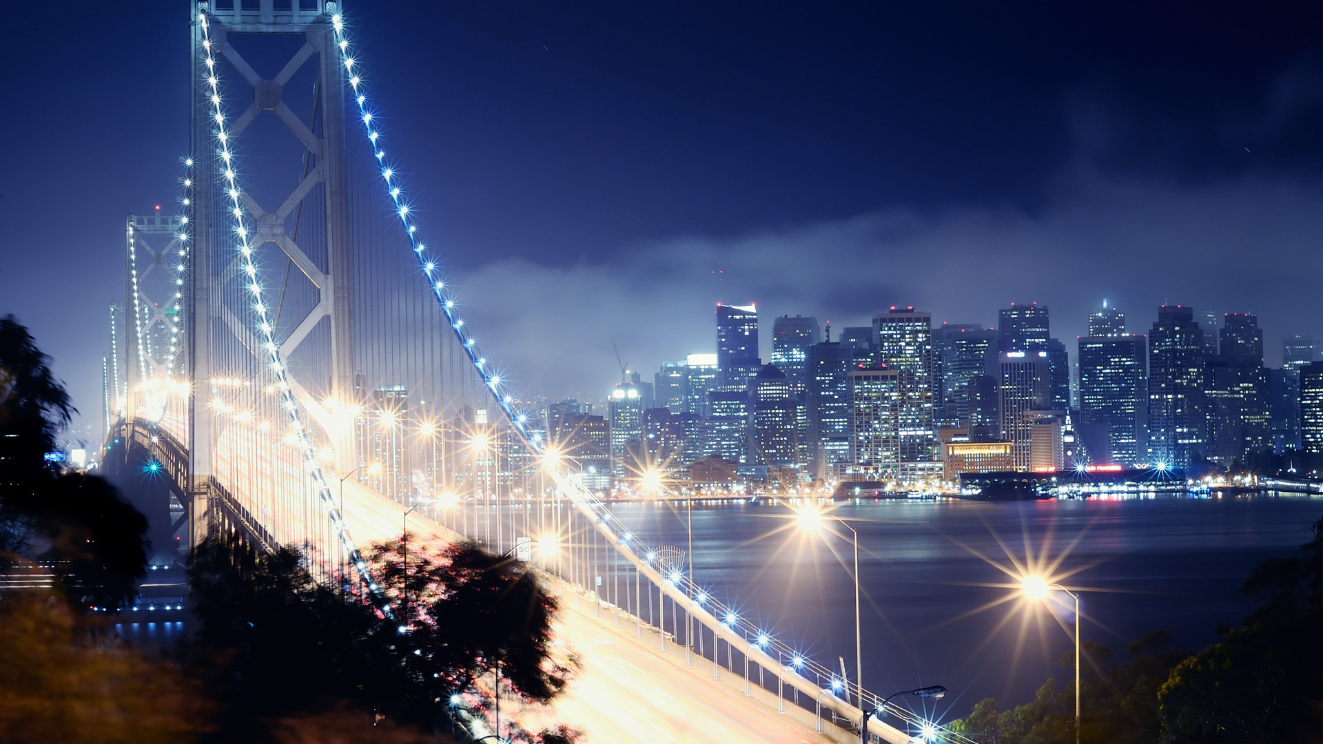 night, , San francisco, california, bay bridge, -