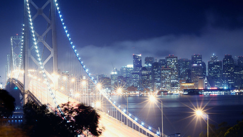 night, , San francisco, california, bay bridge, -