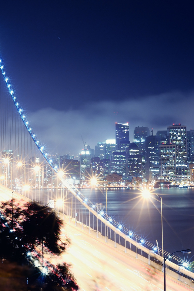 night, , San francisco, california, bay bridge, -