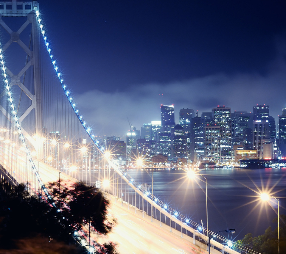 night, , San francisco, california, bay bridge, -