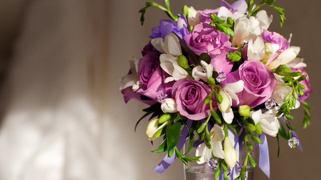 vase, , roses, Violet flowers,  , bouquet, 