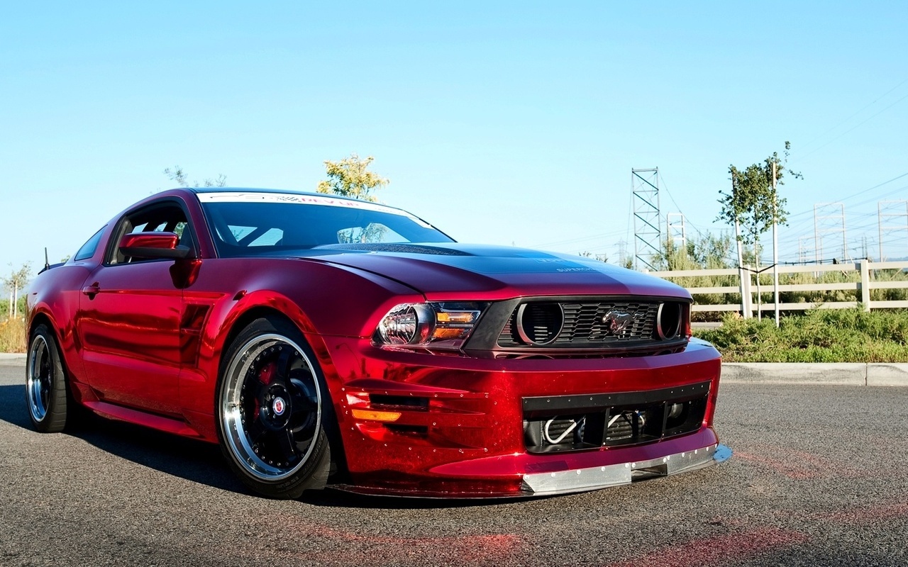 Car, automobile, ford, beautiful, desktop, tuning, gt500, mustang, chrome, red, wallpapers