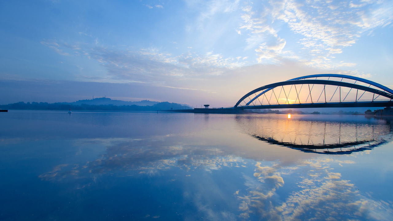 clouds, Malaysia, sky, bridge, city, sunrise, , morning, putrajaya, strait