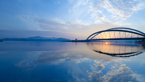 clouds, Malaysia, sky, bridge, city, sunrise, , morning, putrajaya, strait