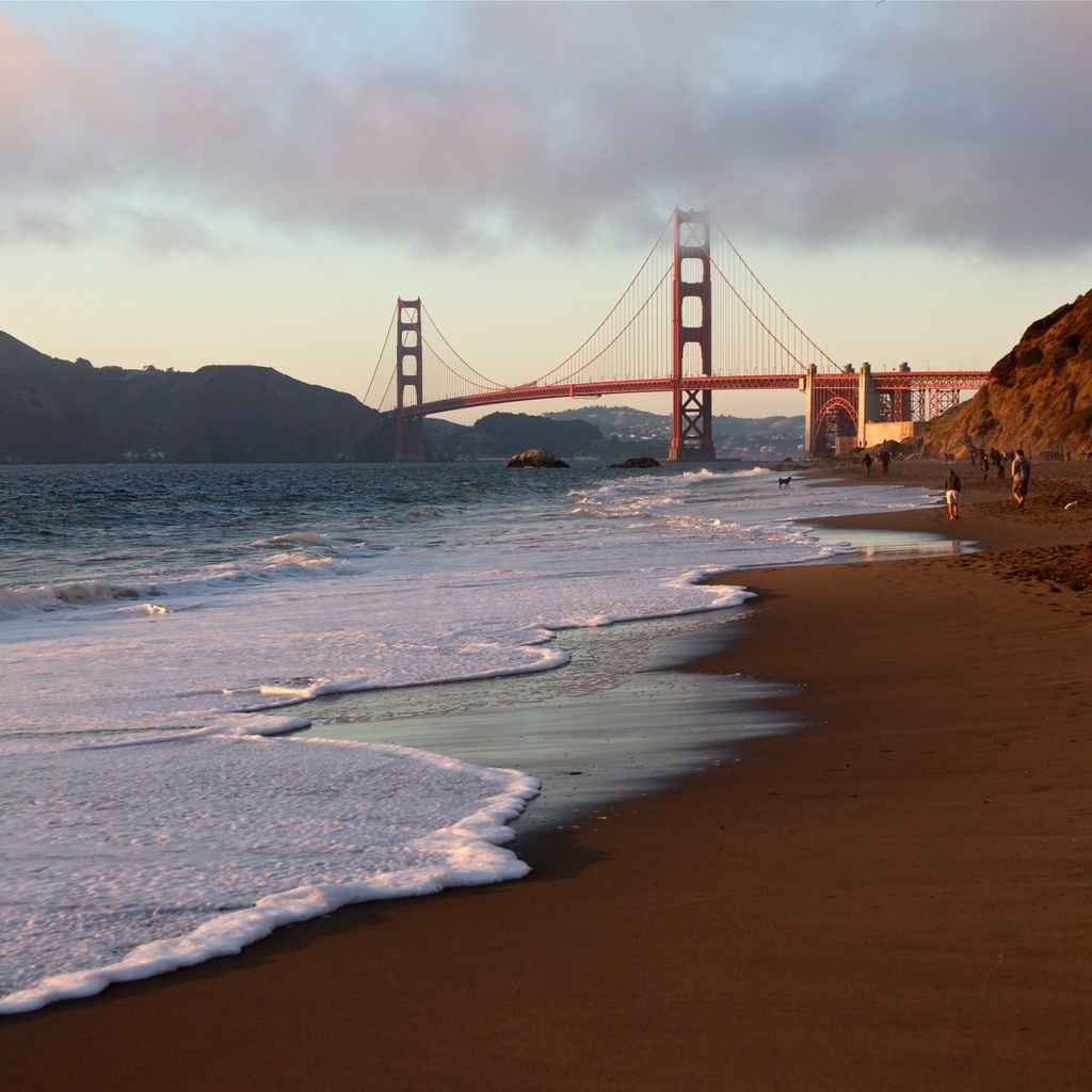 california, Golden gate bridge, -, beach, san francisco, usa